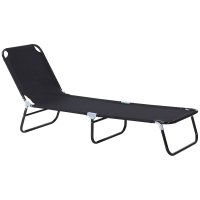 Outsunny Tumbona Plegable Reclinable con Ángulo Ajustable de 5 Posiciones para Jardín Exterior Piscina Terraza Camping Carga 120 kg 188x56x28 cm Negro