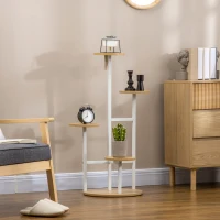 Outsunny Soporte para Plantas de 4 Niveles Estantería para Macetas para Interior y Exterior 40x40x95,5 cm Natural(m-2)