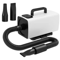 PawHut 2200W Dog Hair Dryer with Auto Adjustable Temperature & Airflow, 3 Nozzles, Digital Screen, for Dogs Cats, White(m-1)