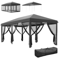 Outsunny 3 x 6m Pop Up Gazebo, Outdoor Canopy Shelter, Marquee Party Wedding Tent with 6 Mesh Walls and Carry Bag, Black(m-10)