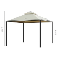 Outsunny Cenador de Jardín 3x3m Gazebo con Doble Techo 4 Cortinas Laterales Mejor Ventilación Exterior Espacioso para Fiesta Eventos Barbacoa Beige(m-3)