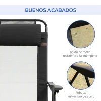 Outsunny Conjunto de 2 Sillas de Camping Plegables con Reposacabezas Desmontable y Respaldo Reclinable 62x70x109 cm Negro(m-6)