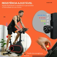 SPORTNOW Bicicleta Estática com Ecrã LCD Assento e Guiador Ajustáveis Volante 4 kg e Porta Garrafa  93x48,5x102-112 cm Vermelho(m-4)
