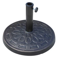 Outsunny Base para Sombrilla de Jardín de 12 kg Soporte de Parasol Redondo de Resina para Postes de 38mm/48mm Ø44x34 cm Bronce(m-10)