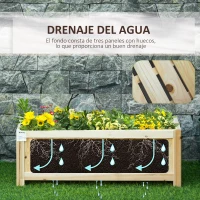 Outsunny Jardinera de Madera Plegable con 4 Patas para Cultivos Verduras Flores en Patio Balcón Terraza 70x30x25 cm Natural(m-5)