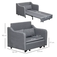 HOMCOM Two-Seater Pull-Out Sofa Bed - Grey(m-3)