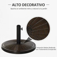 Outsunny Base para Sombrilla de Jardín Peso Neto 13 kg Soporte de Parasol de Cemento Retro para Postes de 35mm/38mm/48mm para Terraza Patio Exterior Ø48x34 cm Bronce(m-4)