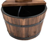 Outsunny Gartenbrunnen Zierbrunnen Springbrunnen Fassbrunnen Wasserfall Holzeimer Tannenholz + Metall Dunkelbraun Ø27 x 37 cm(m-10)