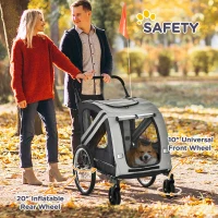 PawHut Remolque de Bicicleta para Perros 2 en 1 con Puertas Enrollables Cinturón de Seguridad Carga 30 kg 140x72,5x108 cm Gris(m-8)