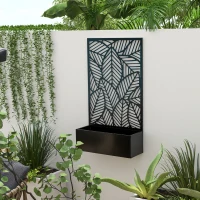 Outsunny Jardinera con Biombo de Metal Huerto Urbano de Pared o de Pie para Cultivos Plantas o Decoración 61x23x113 cm Negro(m-7)