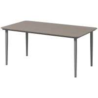 Outsunny Garden Table, Outdoor Dining Table for 6 People, 160 x 90 x 74 cm, with Rust Resistant Metal Frame, WPC Top, for Balcony, Terrace, Dark Grey(m-11)
