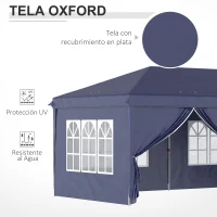 Outsunny Carpa Plegable 6x3x2,7 m con 4 Paneles 4 Ventanas 2 Puertas 1 Bolsa Anti-UV y 12 Orificios de Drenaje Azul(m-6)