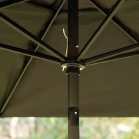 Outsunny Conjunto de Muebles de Jardín con 4 Sillas Plegables Mesa de Comedor de Vidrio y Sombrilla Inclinable Protección del Sol para Patio Terraza Exterior 80x80x70 cm Negro(m-10)