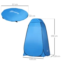 Outsunny Tienda de Ducha Portátil con Bolsa de Transporte para Baño Inodoro 120x120x190 cm Azul(m-3)