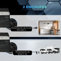 Outsunny Refrigerador de Coche CC 35L 12V/24V hasta -20℃ con Pantalla LED Táctil 2 Asas Laterales 60x40x44cm Negro(m-6)