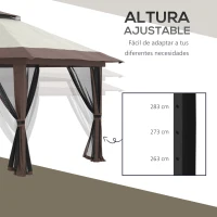 Outsunny Carpa Plegable Pop-up con Altura Ajustable Protección UV50+ Doble Techo y Mosquiteras 4x4x2,8 m Beige(m-6)
