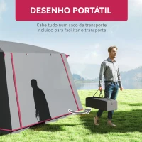 Outsunny Tenda de Campismo Familiar para 4-6 Pessoas com 2 Quartos Alpendre Impermeável 3000 mm Anti-UV 430x305x195 cm Cinzento e Vermelho(m-7)