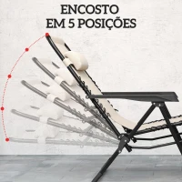 Outsunny Conjunto de 2 Espreguiçadeiras Jardim Dobráveis com Mesa Auxiliar Porta-Copos e Encosto Ajustável 90x65x110 cm Bege(m-4)