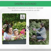 Outsunny Jardinera Elevada Cama de Jardín Elevada Rectangular Mesa de Cultivo para Plantas Verduras y Flores con 3 Orificios de Drenaje 100x30x80 cm Gris(m-4)