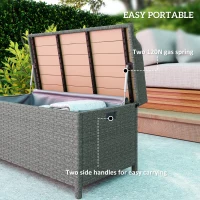 Outsunny 130 L Rattan Garden Storage Box, with Seat - Grey(m-5)