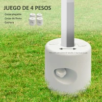 Outsunny Pack de 4 Pesos para Carpas Plegables Soportes Rellenables con 9,2 kg de Agua o 12 kg de Arena Ø24x25,5 cm Blanco(m-4)