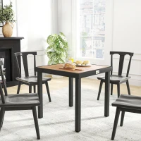 Outsunny Gartentisch Kunststoff 78 x 78 x 74 cm Wetterfest Aluminiumrahmen, Buffettisch Campingtisch für 4 Personen Balkontisch Terrassentisch Outdoor Esstisch für Garten, Terrasse Balkon Schwarz(m-7)