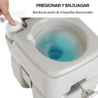 HOMCOM Inodoro Portátil Químico Baño Móvil WC 20L con Extraíble Tanque de Aguas Residuales y Tanque de Agua para Camping Viaje Ancianos Caravana Barco con Cisterna Carga 147 kg 41,5x36,5x42 cm HDPE(m-6)