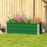Outsunny Arriate de Jardín de Acero Incluye Guantes Huerto Urbano Jardinera Macetero Rectangular para Cultivos Plantas Flores para Terraza Balcón Exterior 125x47x40 cm Verde(m-8)