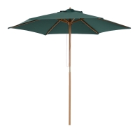 Outsunny Sombrilla Parasol de Madera Ø250x230cm para Exterior con 6 Varillas Sistema de Polea Color Verde