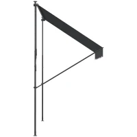Outsunny Toldo Manual Retráctil 200x175x210-310 cm Ajustable con Manivela Protección Solar UV40+ para Balcón Terraza Gris(m-9)
