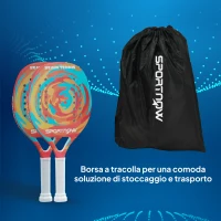 SPORTNOW Racchetta da Beach Tennis in Fibra di Carbonio con Impugnatura Antiscivolo e Borsa di Trasporto, Giallo(m-7)