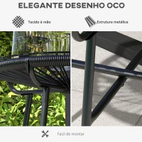 Outsunny Mesa Auxiliar de Vime Sintético para Exteriores com Bancada de Vidro Temperado e Pés de Metal Ø50x50 cm Preto(m-5)