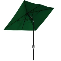 Outsunny Sombrilla de Jardín 205x290x248 cm con 6 Varillas Apertura Manual Anti-UV y Ángulo Ajustable para Terraza Exterior Verde(m-11)