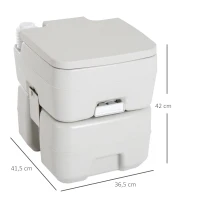 HOMCOM Inodoro Portátil Químico Baño Móvil WC 20L con Extraíble Tanque de Aguas Residuales y Tanque de Agua para Camping Viaje Ancianos Caravana Barco con Cisterna Carga 147 kg 41,5x36,5x42 cm HDPE(m-3)
