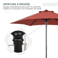 Outsunny Parasol de Terraza con Mástil de Aluminio Techo de Ventilación y Poste Desmontable Impermeable para Patio Rojo Vino(m-7)