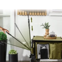 Outsunny Carro Plegable de Transporte con Mango Telescópico Tablero Plegable y 5 Bolsillos para Playa 108x55x93 cm Verde(m-4)