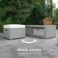 Outsunny Six-piece Outdoor Rattan Dining Set, Outdoor Sofa Set with Reclining Armchairs and Mental Frame, Grey(m-7)