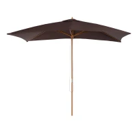 Outsunny Sombrilla Parasol 295x200x255 cm para Jardín Terraza con Mástil de Madera y Toldo de Poliéster 180g/m² Color Café(m-1)