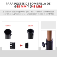 Outsunny Base para Sombrilla de Resina Peso 15 kg para Poste de Parasol de Ø3,8 cm y Ø4,8 cm para Terraza 47x47x32 cm Bronce(m-6)
