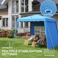 Outsunny 2.4 x 2.4m Two Wall Pop Up Gazebo - Blue(m-7)