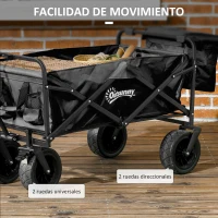 Outsunny Carro Plegable con Bolsa Térmica Desmontable Longitud y Ángulo del Mango Ajustables y Bolsa de Transporte Negro(m-7)