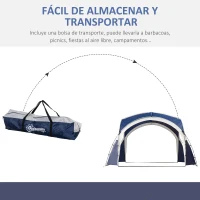 Outsunny Toldo Camping Plegable 3,5x3,5 m con Gancho Bolsa de Transporte Impermeable y Protección UV para Terraza Playa Azul(m-6)