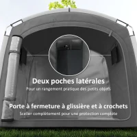 Outsunny Tente de vélo abri de vélo portable pour 3-4 vélos avec 2 poches latérales 205 x 140 x 188 cm gris foncé(m-6)