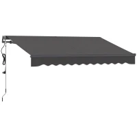 Outsunny Toldo Elétrico Retrátil com Controlo Remoto 296x250 cm Toldo de Exterior Enrolável com Manivela e Proteção UV30+ Cinza(m-1)
