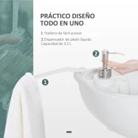 Outsunny Fregadero Portátil Lavamanos para Actividades al Aire Libre o Camping con Tanques de Recuperación de Agua 17 L Dispensador de Jabón Y 2 Ruedas HDPE 83x50x103 cm Gris Claro(m-5)
