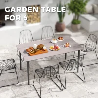 Outsunny Garden Table, Outdoor Dining Table for 6 People, 160 x 90 x 74 cm, with Rust Resistant Metal Frame, WPC Top, for Balcony, Terrace, Light Grey(m-4)