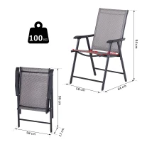 Outsunny Conjunto de 2 Sillas Plegables para Exterior con Reposabrazos  para Jardín Terraza Carga 110 kg 58x64x94 cm Gris(m-3)