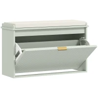 HOMCOM Elegant Eight Shoe Bench, with Top Seat - Green(m-1)