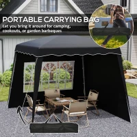 Outsunny 2.4 x 2.4m Two Wall Pop Up Gazebo - Black(m-8)