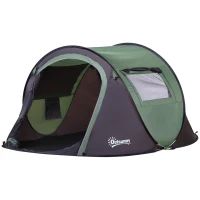 Outsunny Tienda de Camping Pop-up para 1-2 Personas Impermeable 3000 mm con Bolsillos y Bolsa de Transporte 250x150x100cm Verde(m-11)